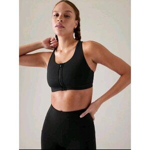 ATHLETA Ultimate Front Zip Bra Cups A-C in Black - Size Small